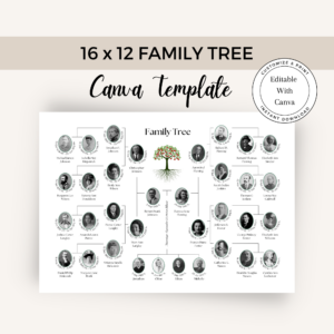 Elegant Family Tree Template | Editable Canva Family Tree Poster
